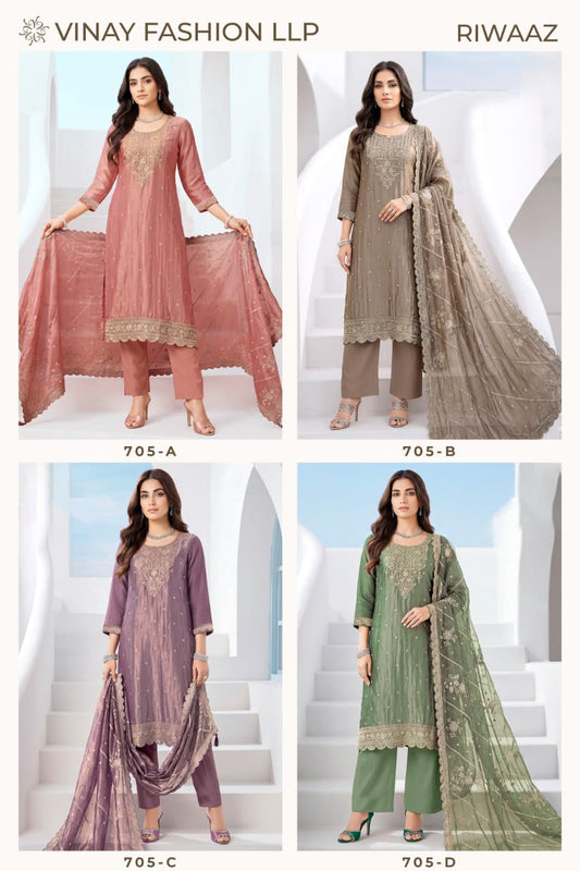 Riwaaz Kuleesh Vinay Fashion Llp Soft Silk Pant Style Suits Supplier Gujarat