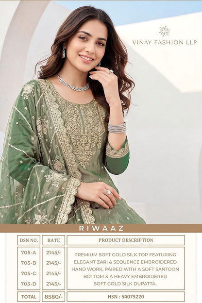 Riwaaz Kuleesh Vinay Fashion Llp Soft Silk Pant Style Suits Supplier Gujarat