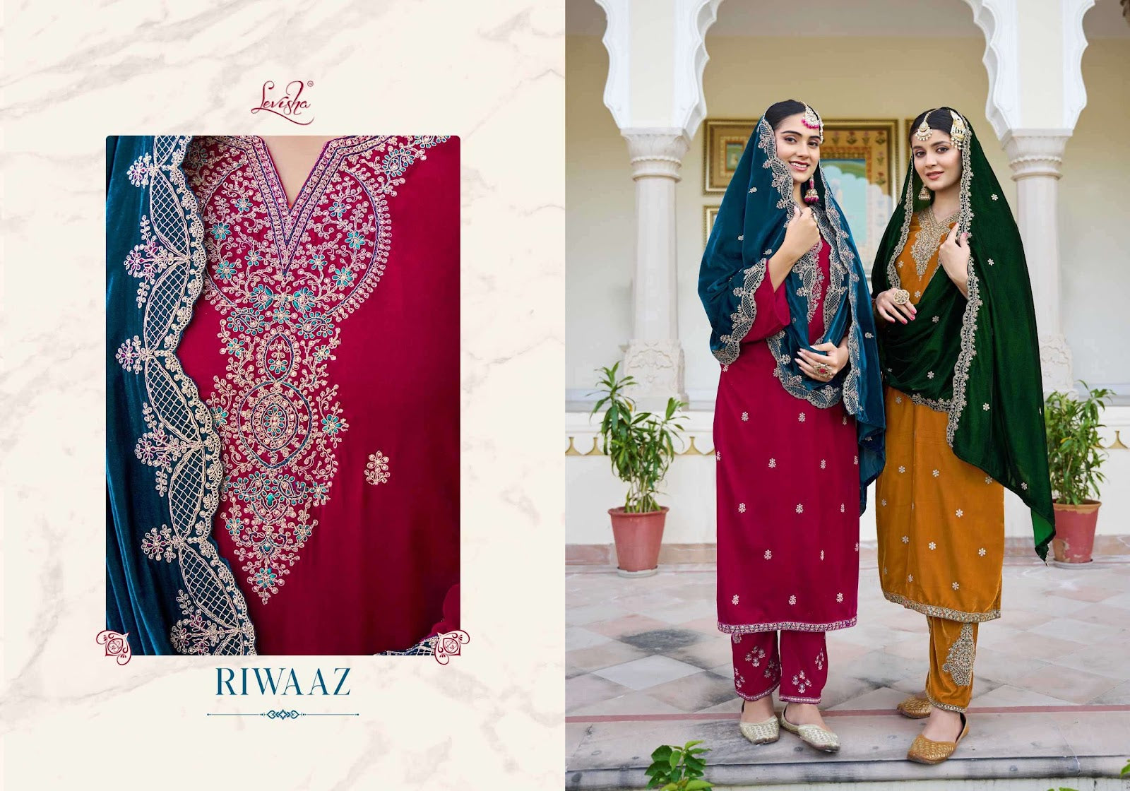 Riwaaz Levisha Velvet Suits Wholesaler Ahmedabad