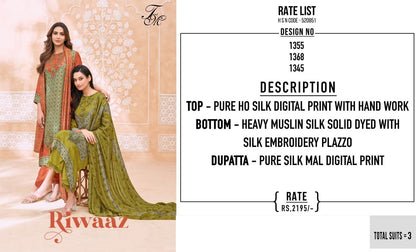 Riwaaz Tm Silk Pant Style Suits Wholesale Rate