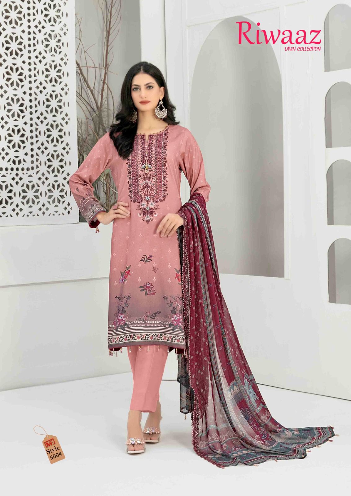 Riwaaz Vol 5 Madhav Fashion Lawn Cotton Pakistani Readymade Suits Exporter Ahmedabad