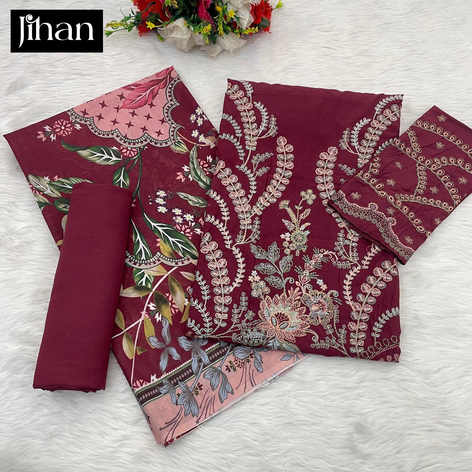 Riwayat-3461 Jihan Rayon Pakistani Patch Work Suits Wholesale Price