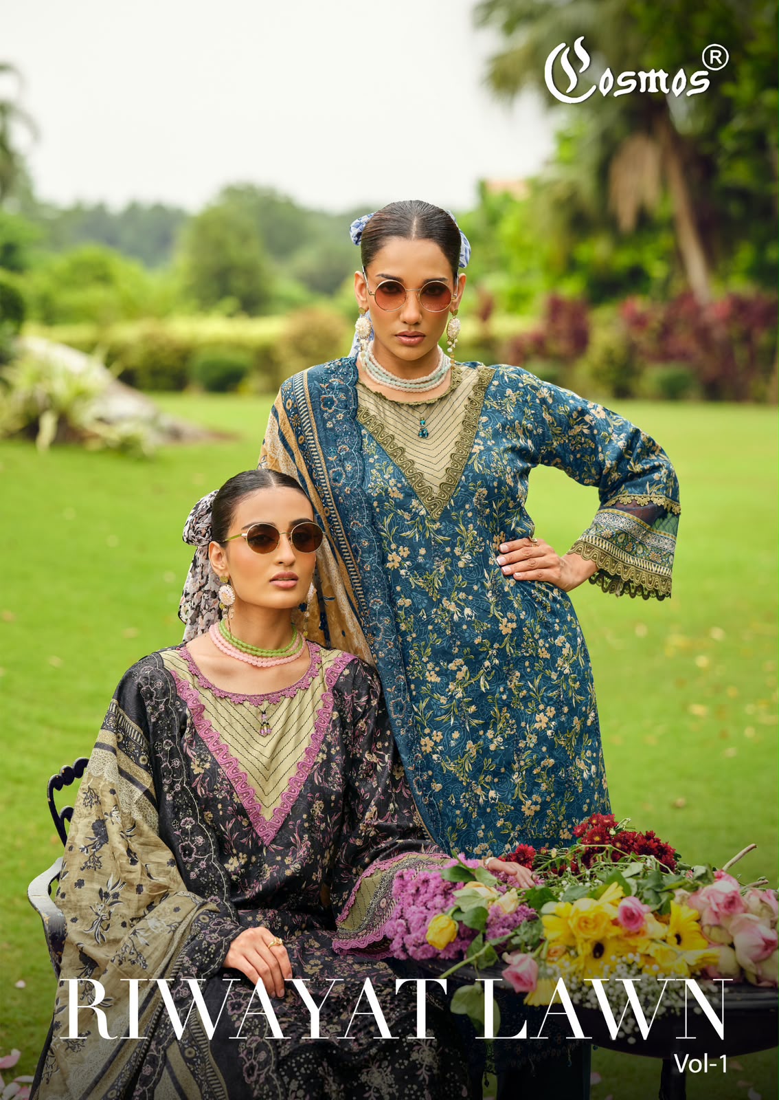 Riwayat Lawn Vol 1 Cosmos Fashion Cotton Pakistani Patch Work Suits Supplier Ahmedabad