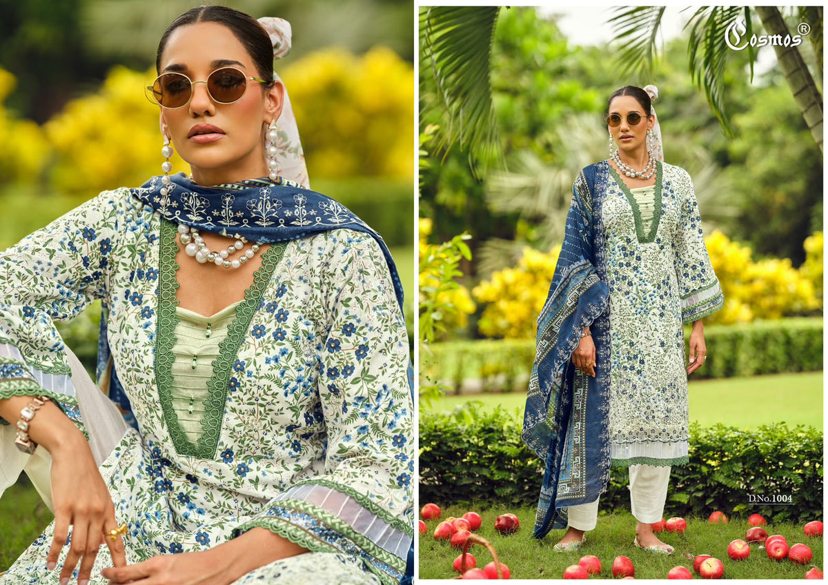 Riwayat Lawn Vol 1 Cosmos Fashion Cotton Pakistani Patch Work Suits Supplier Ahmedabad