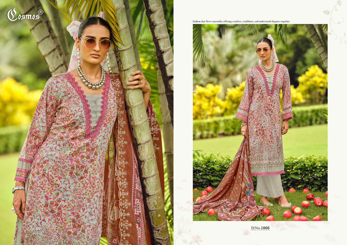 Riwayat Lawn Vol 1 Cosmos Fashion Cotton Pakistani Patch Work Suits Supplier Ahmedabad