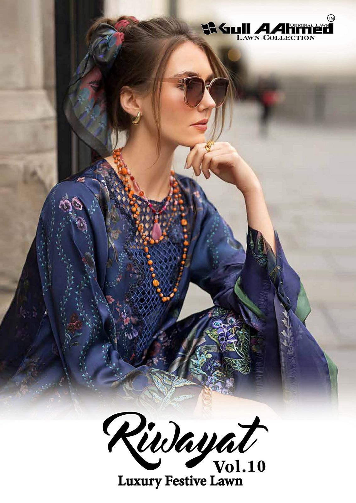 Riwayat Vol 10 Luxury Festive Lawn Gul Ahmed Karachi Salwar Suits Exporter Gujarat