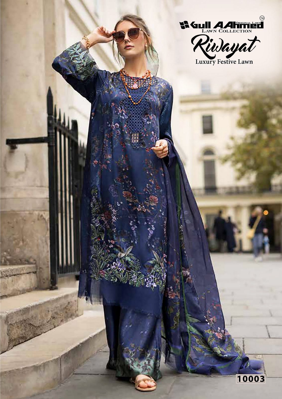Riwayat Vol 10 Luxury Festive Lawn Gul Ahmed Karachi Salwar Suits Exporter Gujarat