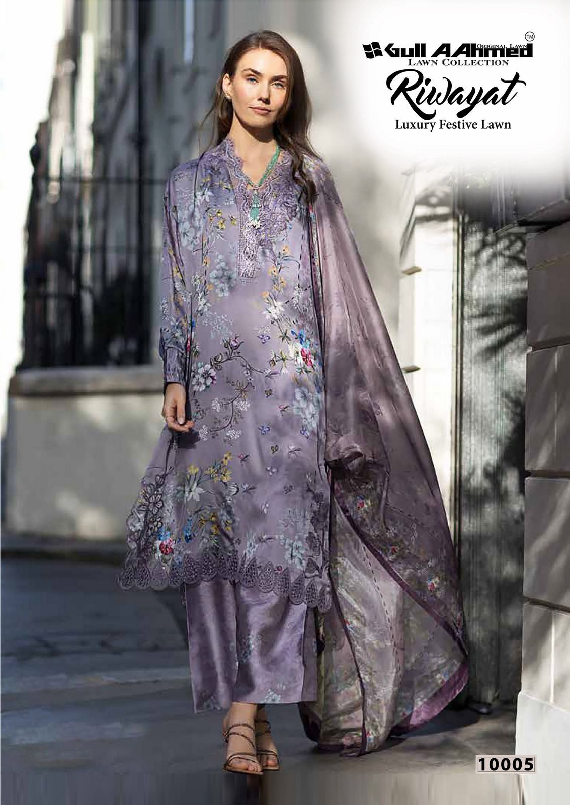 Riwayat Vol 10 Luxury Festive Lawn Gul Ahmed Karachi Salwar Suits Exporter Gujarat