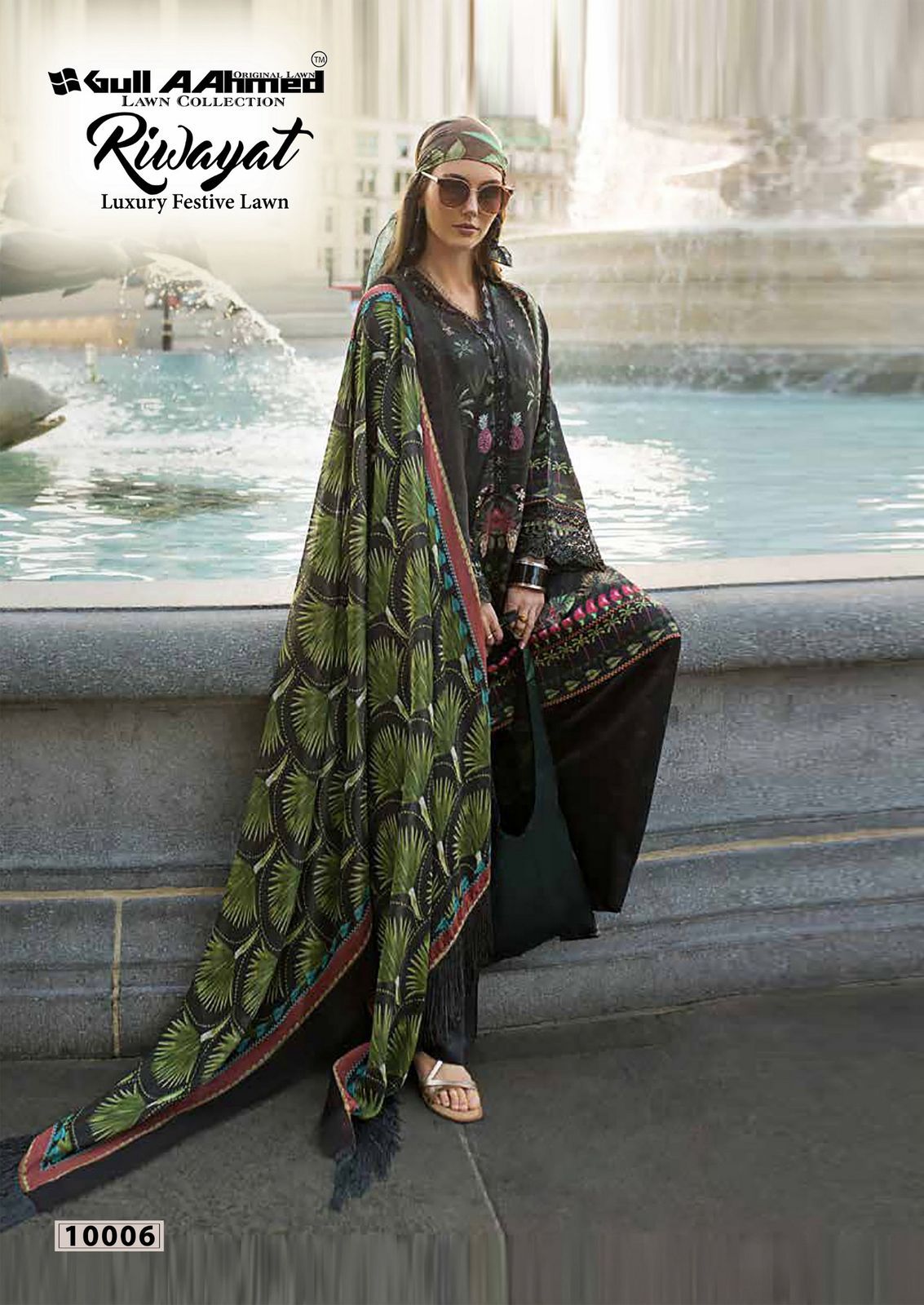 Riwayat Vol 10 Luxury Festive Lawn Gul Ahmed Karachi Salwar Suits Exporter Gujarat