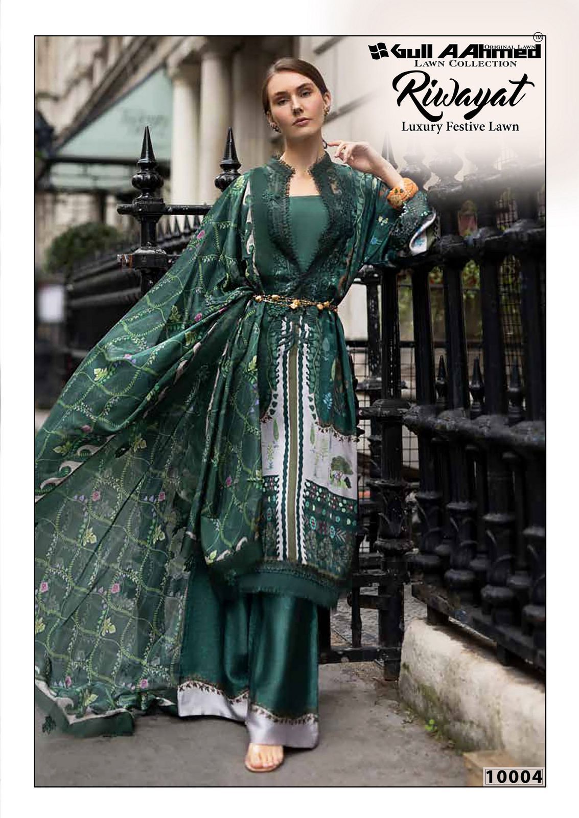 Riwayat Vol 10 Luxury Festive Lawn Gul Ahmed Karachi Salwar Suits Exporter Gujarat