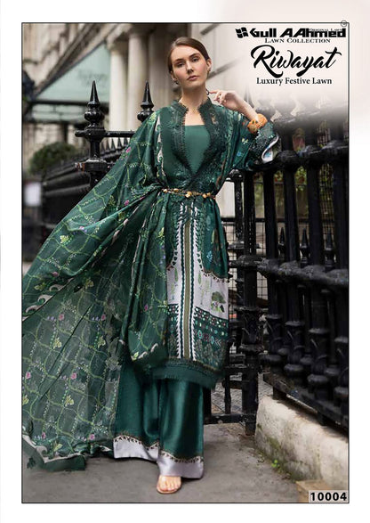 Riwayat Vol 10 Luxury Festive Lawn Gul Ahmed Karachi Salwar Suits Exporter Gujarat