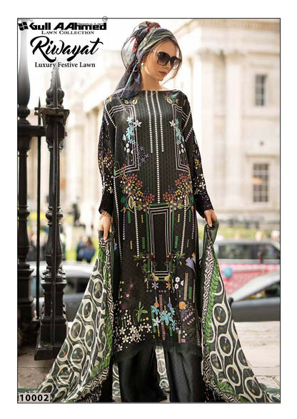 Riwayat Vol 10 Luxury Festive Lawn Gul Ahmed Karachi Salwar Suits Exporter Gujarat