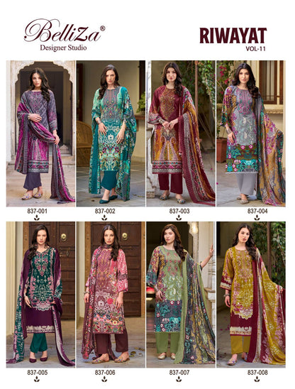 Riwayat Vol 11 Belliza Designer Studio Pure Viscose Karachi Salwar Suits Wholesaler India