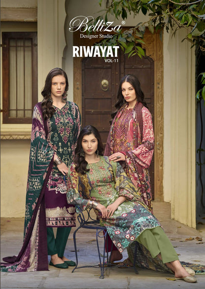 Riwayat Vol 11 Belliza Designer Studio Pure Viscose Karachi Salwar Suits Wholesaler India
