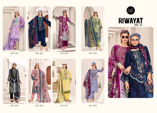 Riwayat Vol 12 Belliza Designer Studio Viscose Rayon Karachi Salwar Suits Exporter Gujarat