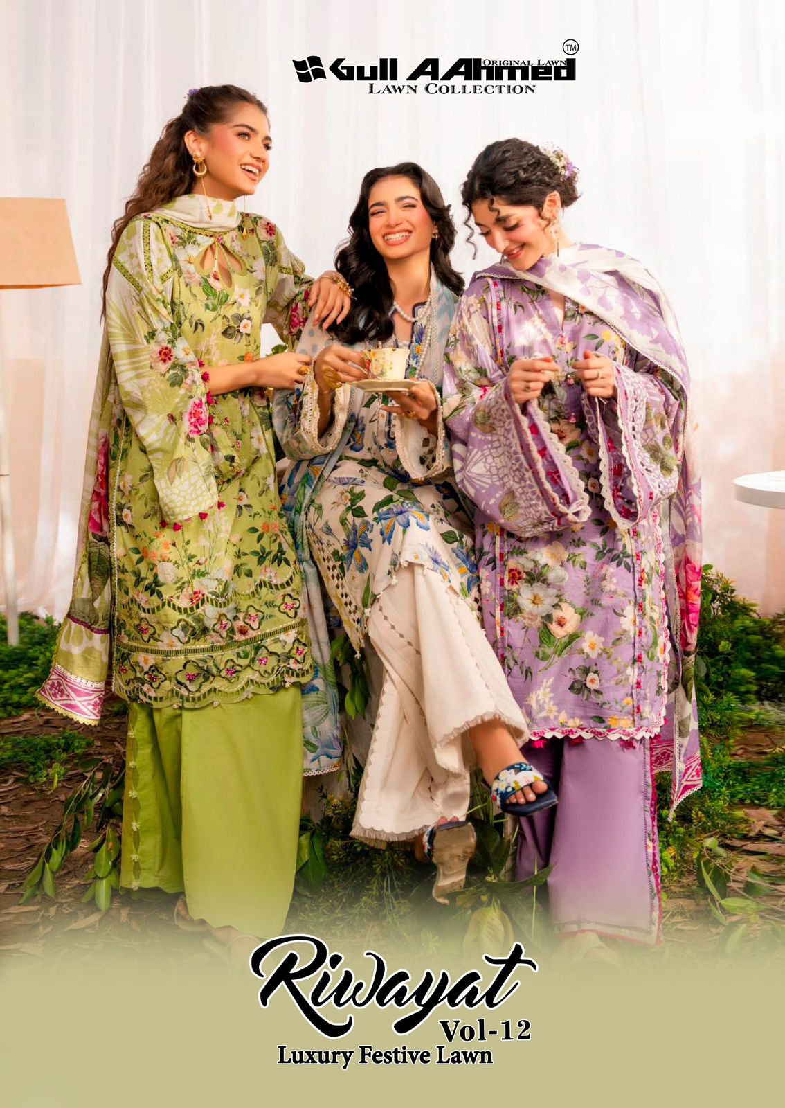 Riwayat Vol 12 Luxury Festive Lawn Gul Ahmed Cotton Karachi Salwar Suits Wholesaler India