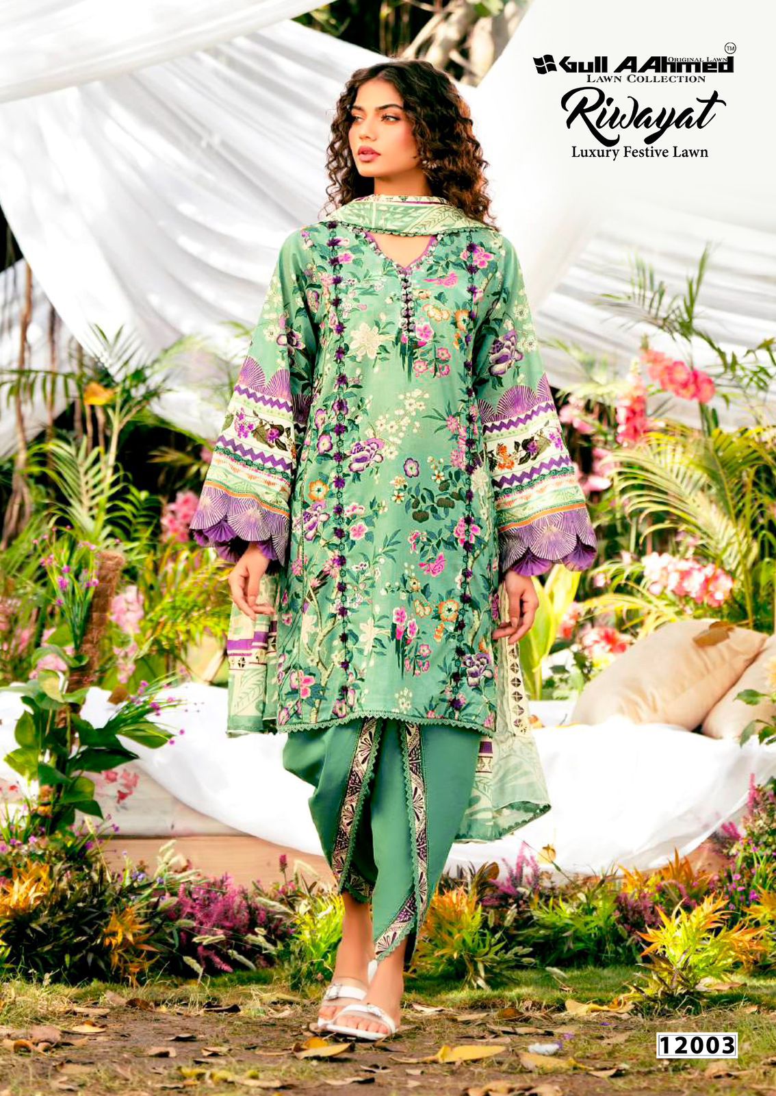 Riwayat Vol 12 Luxury Festive Lawn Gul Ahmed Cotton Karachi Salwar Suits Wholesaler India