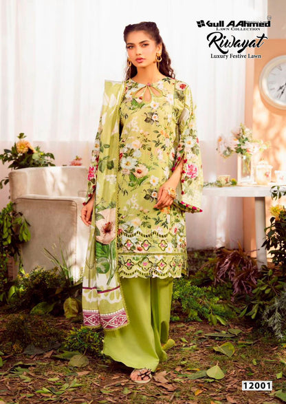 Riwayat Vol 12 Luxury Festive Lawn Gul Ahmed Cotton Karachi Salwar Suits Wholesaler India