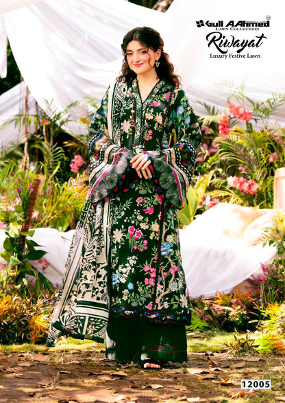 Riwayat Vol 12 Luxury Festive Lawn Gul Ahmed Cotton Karachi Salwar Suits Wholesaler India
