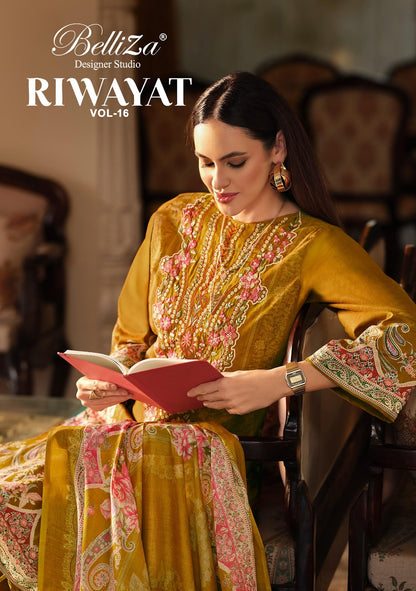 Riwayat Vol 16 Belliza Designer Studio Viscose Rayon Karachi Salwar Suits Exporter Gujarat