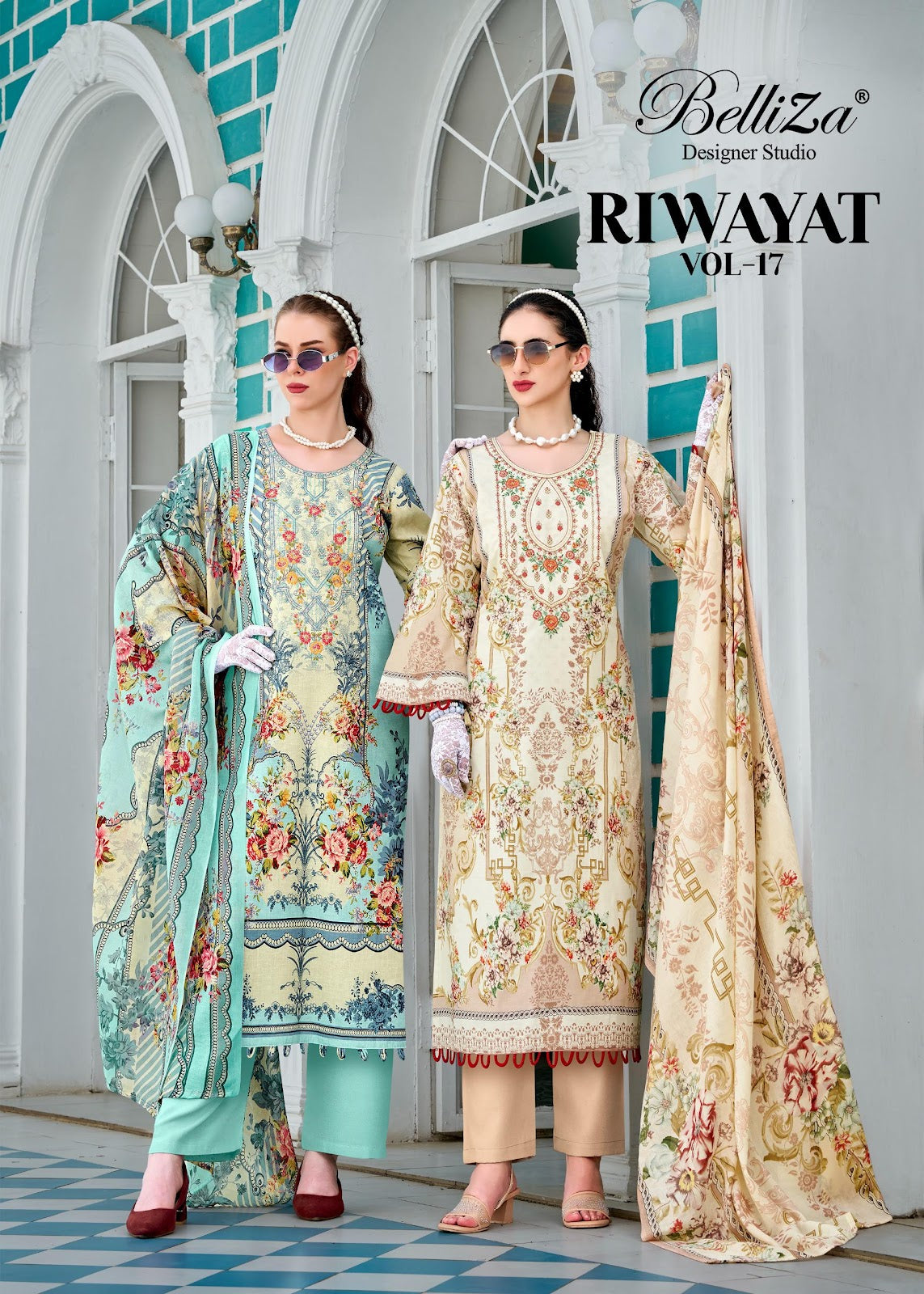 Riwayat Vol 17 Belliza Designer Studio Viscose Reyon Karachi Salwar Suits Supplier