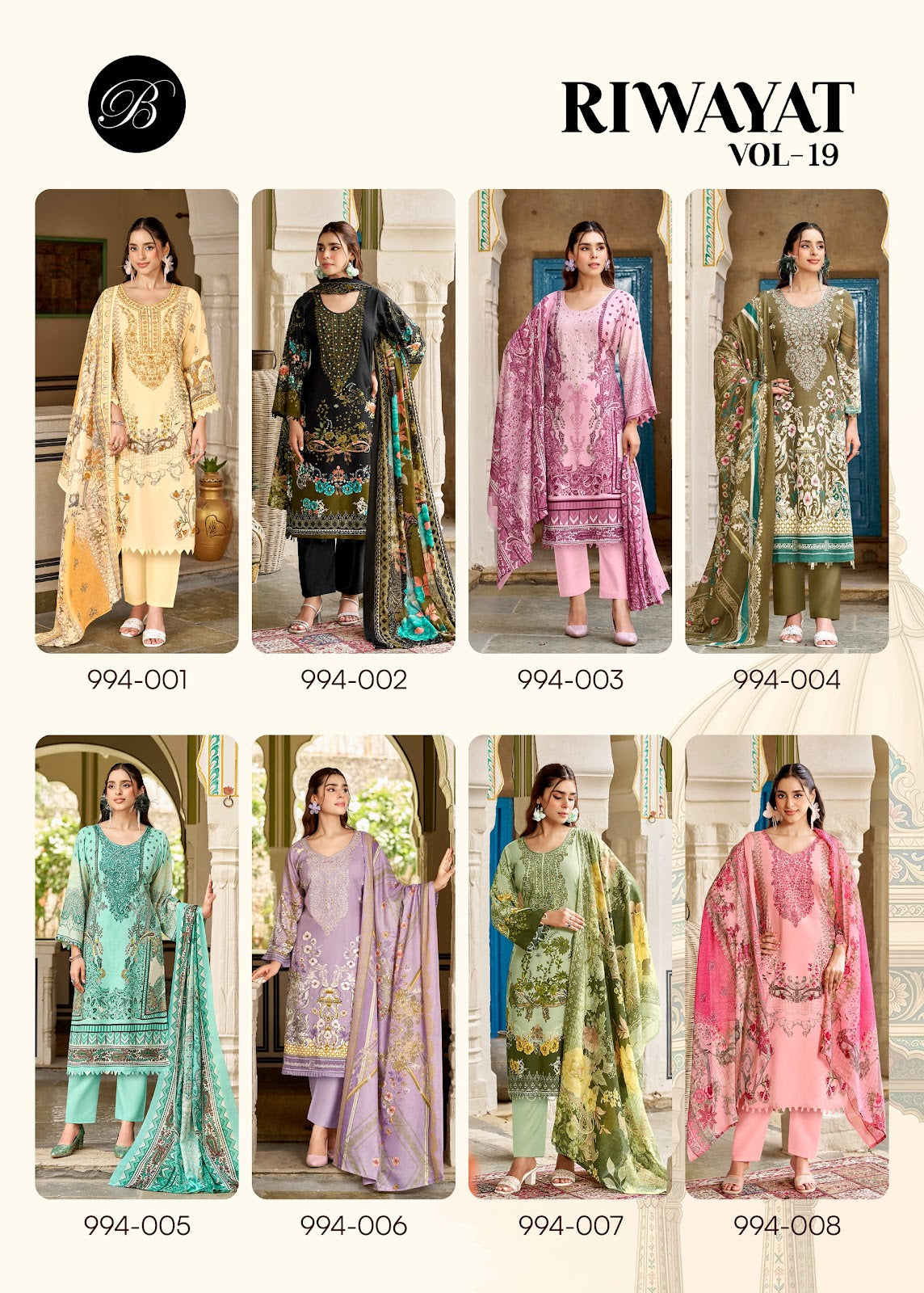 Riwayat Vol 19 Belliza Designer Studio Viscose Rayon Karachi Salwar Suits Manufacturer Ahmedabad