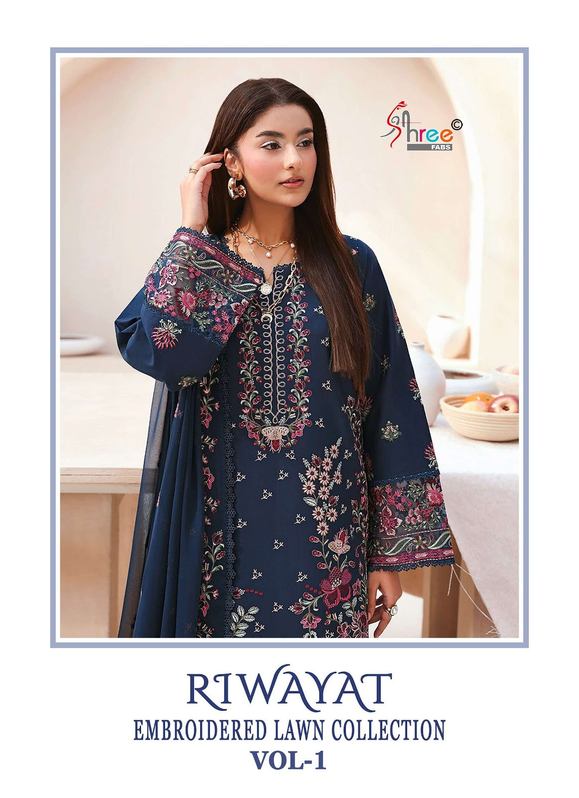 Riwayat Vol 1 Embroidered Lawn Collection Shree Fabs Cotton Pakistani Salwar Suits Wholesale Rate