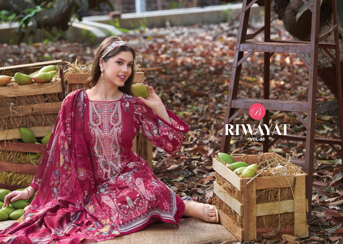 Riwayat Vol 20 Belliza Designer Studio Viscose Rayon Karachi Salwar Suits Wholesale Rate