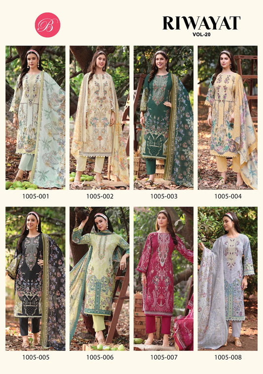 Riwayat Vol 20 Belliza Designer Studio Viscose Rayon Karachi Salwar Suits Wholesale Rate