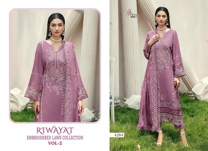 Riwayat Vol 2 Embroidered Lawn Collection Shree Fabs Cotton Pakistani Salwar Suits Supplier Gujarat