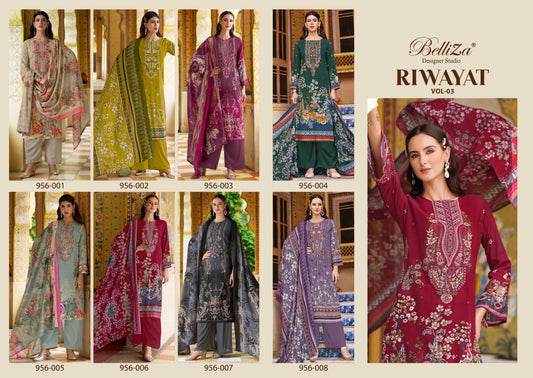 Riwayat Vol 3 Belliza Designer Studio Viscose Rayon Pant Style Suits Wholesale Price