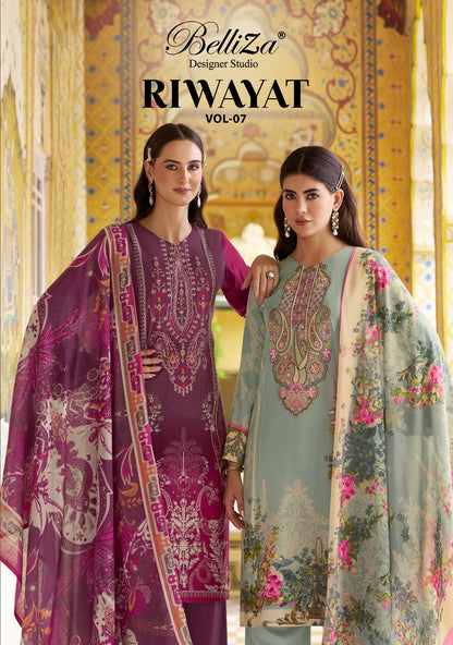 Riwayat Vol 7 Belliza Designer Studio Viscose Rayon Karachi Salwar Suits Supplier