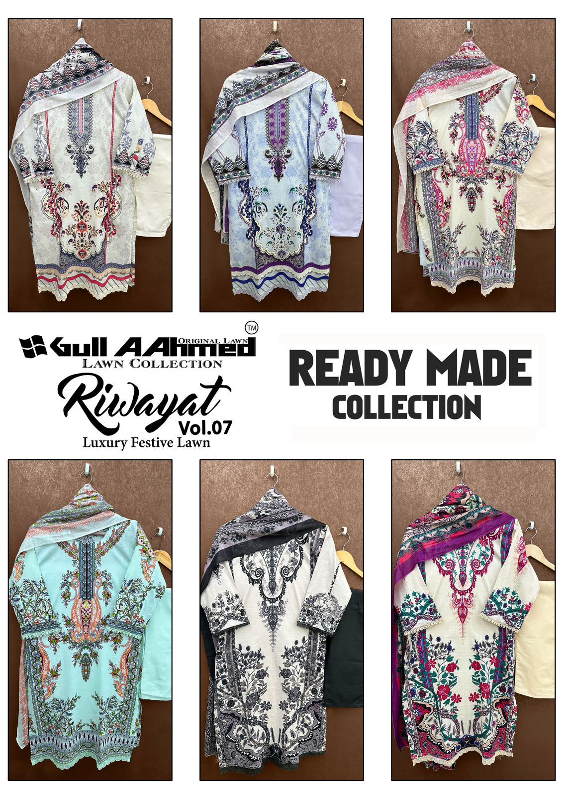 Riwayat Vol 7 Gul Ahmed Lawn Karachi Readymade Suits Supplier Ahmedabad