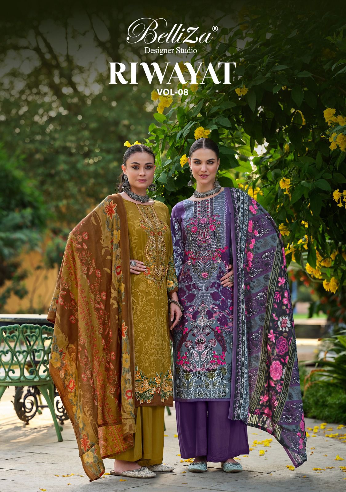 Riwayat Vol 8 Belliza Designer Studio Viscose Rayon Karachi Salwar Suits Supplier Gujarat