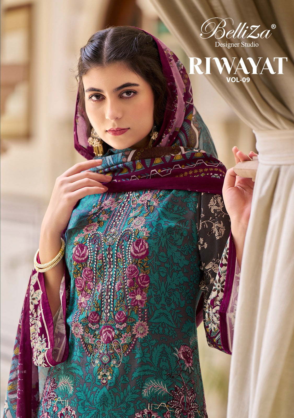 Riwayat Vol 9 Belliza Designer Studio Viscose Rayon Karachi Salwar Suits Exporter Ahmedabad