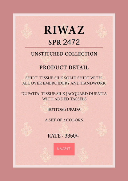 Riwaz Naariti Tissue Silk Pant Style Suits Wholesaler India