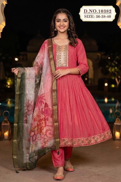 Riwetaa Dn 10382 Didi Roman Shimmer Girls Readymade Pant Suits Manufacturer Gujarat
