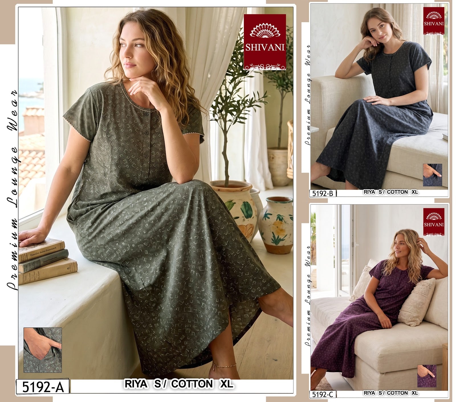 Riya 5191-5196 Shivani Cotton Night Gowns Wholesale Rate