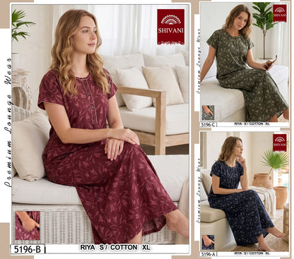 Riya 5191-5196 Shivani Cotton Night Gowns Wholesale Rate