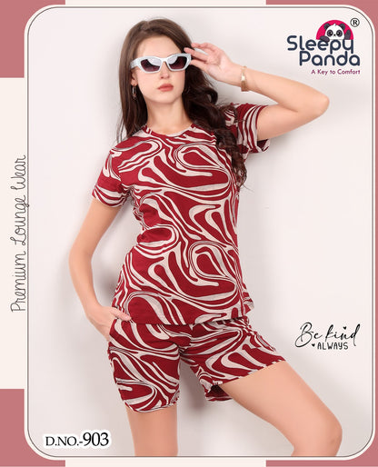 Riya 903 Sleepy Panda Hosiery Cotton Shorts Night Suits Supplier