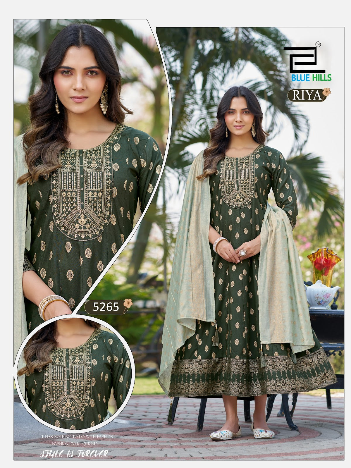 Riya Blue Hills Rayon 14Kg Kurti Dupatta Set Wholesale Rate