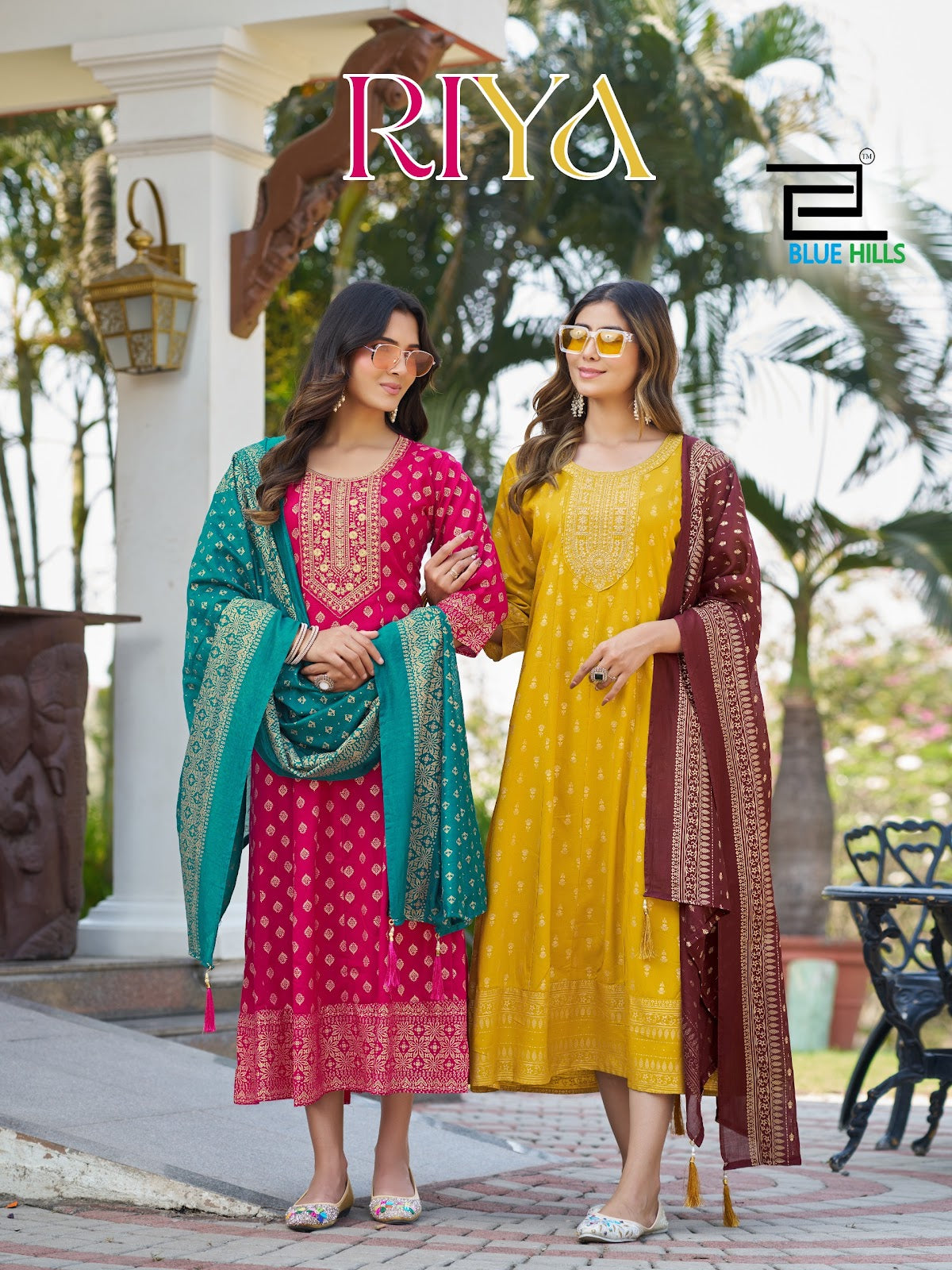 Riya Blue Hills Rayon 14Kg Kurti Dupatta Set Wholesale Rate
