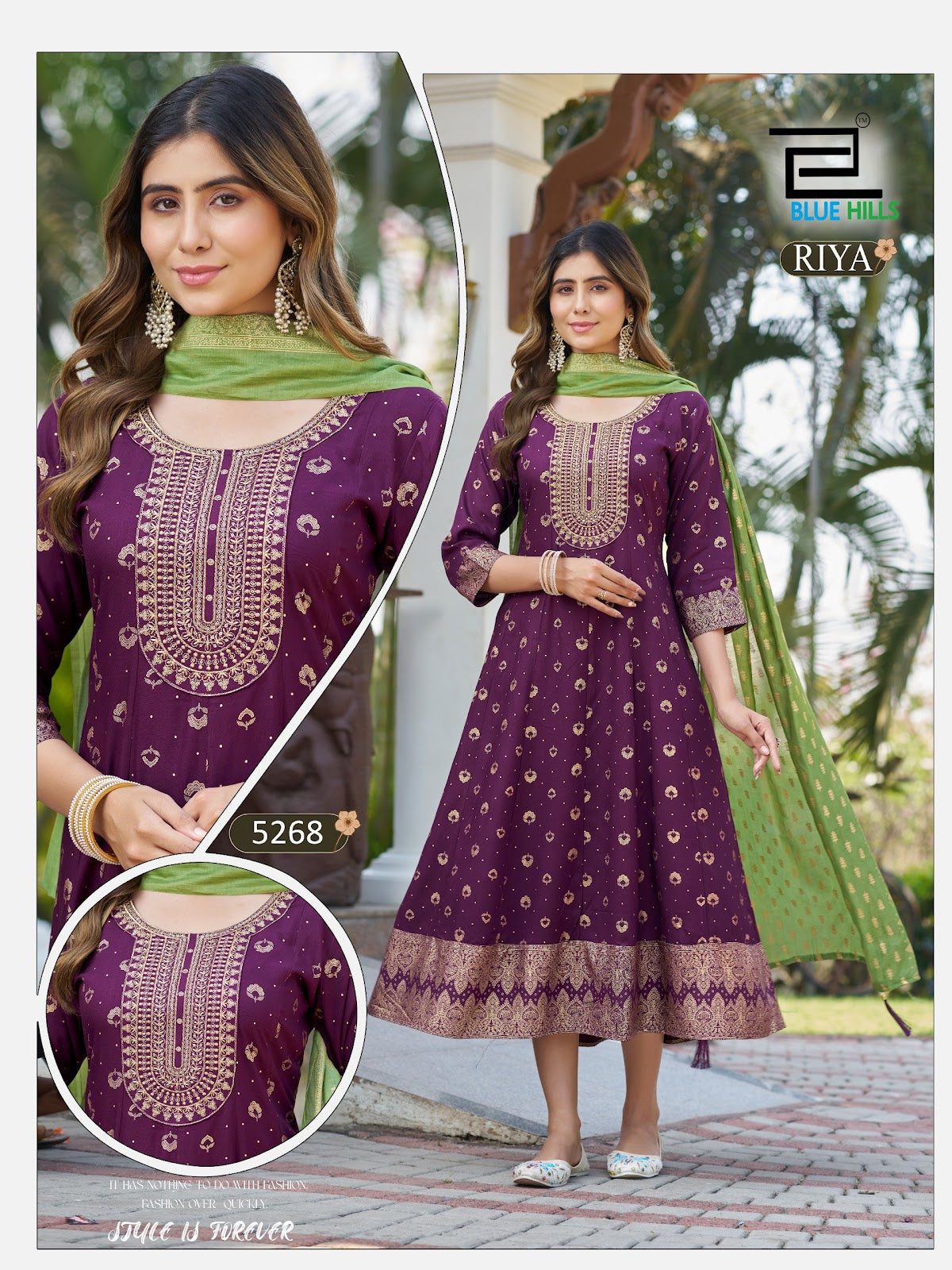 Riya Blue Hills Rayon 14Kg Kurti Dupatta Set Wholesale Rate