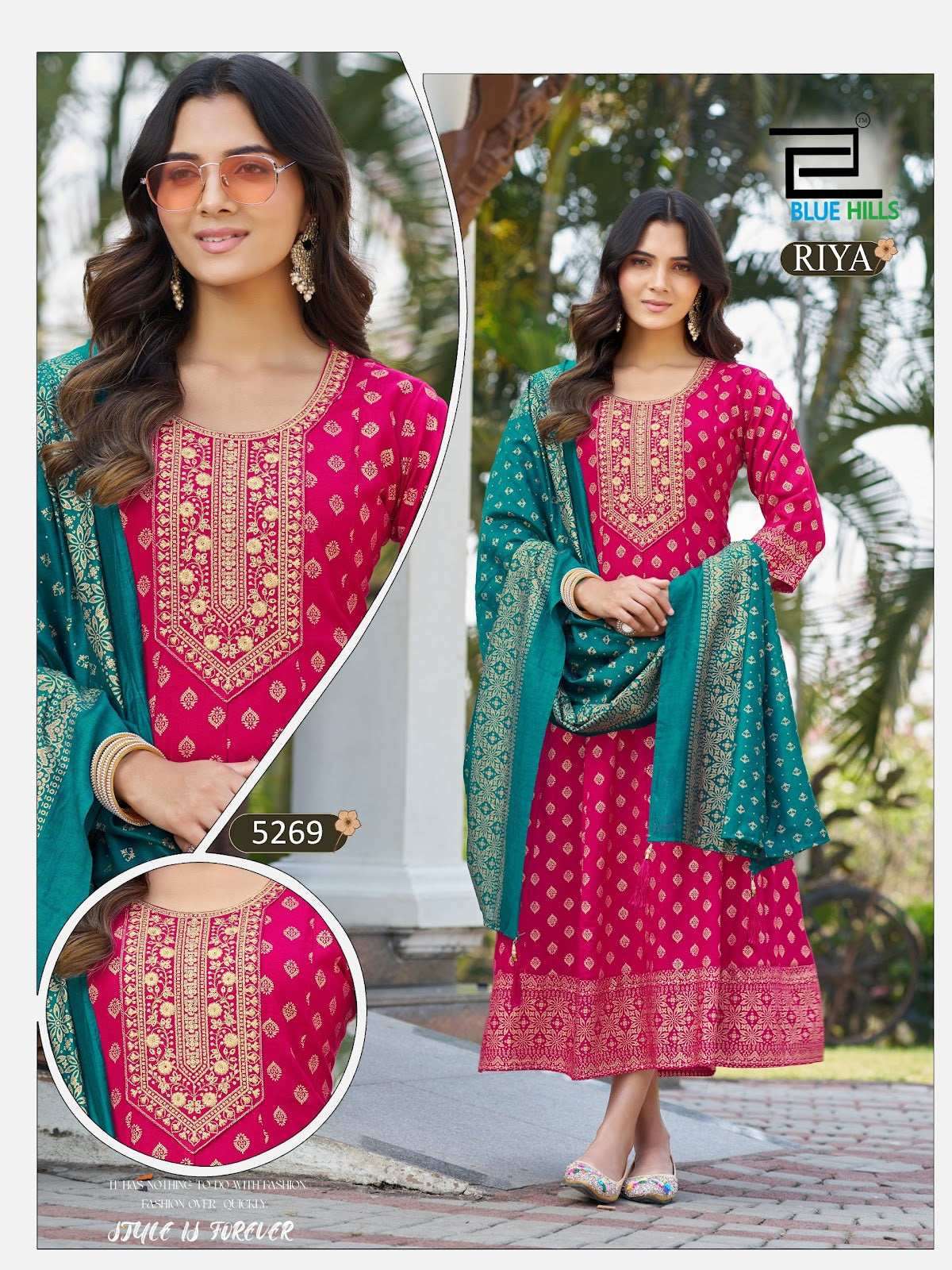 Riya Blue Hills Rayon 14Kg Kurti Dupatta Set Wholesale Rate