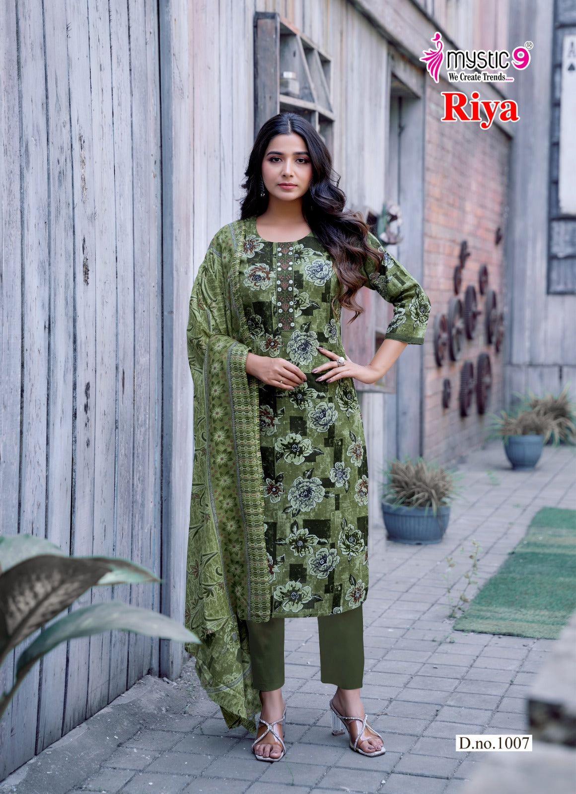 Riya Vol 1 Mystic 9 Cambric Cotton Readymade Pant Style Suits Manufacturer Gujarat