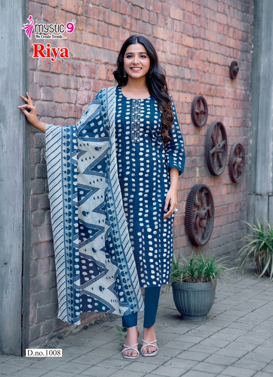 Riya Vol 1 Mystic 9 Cambric Cotton Readymade Pant Style Suits Manufacturer Gujarat