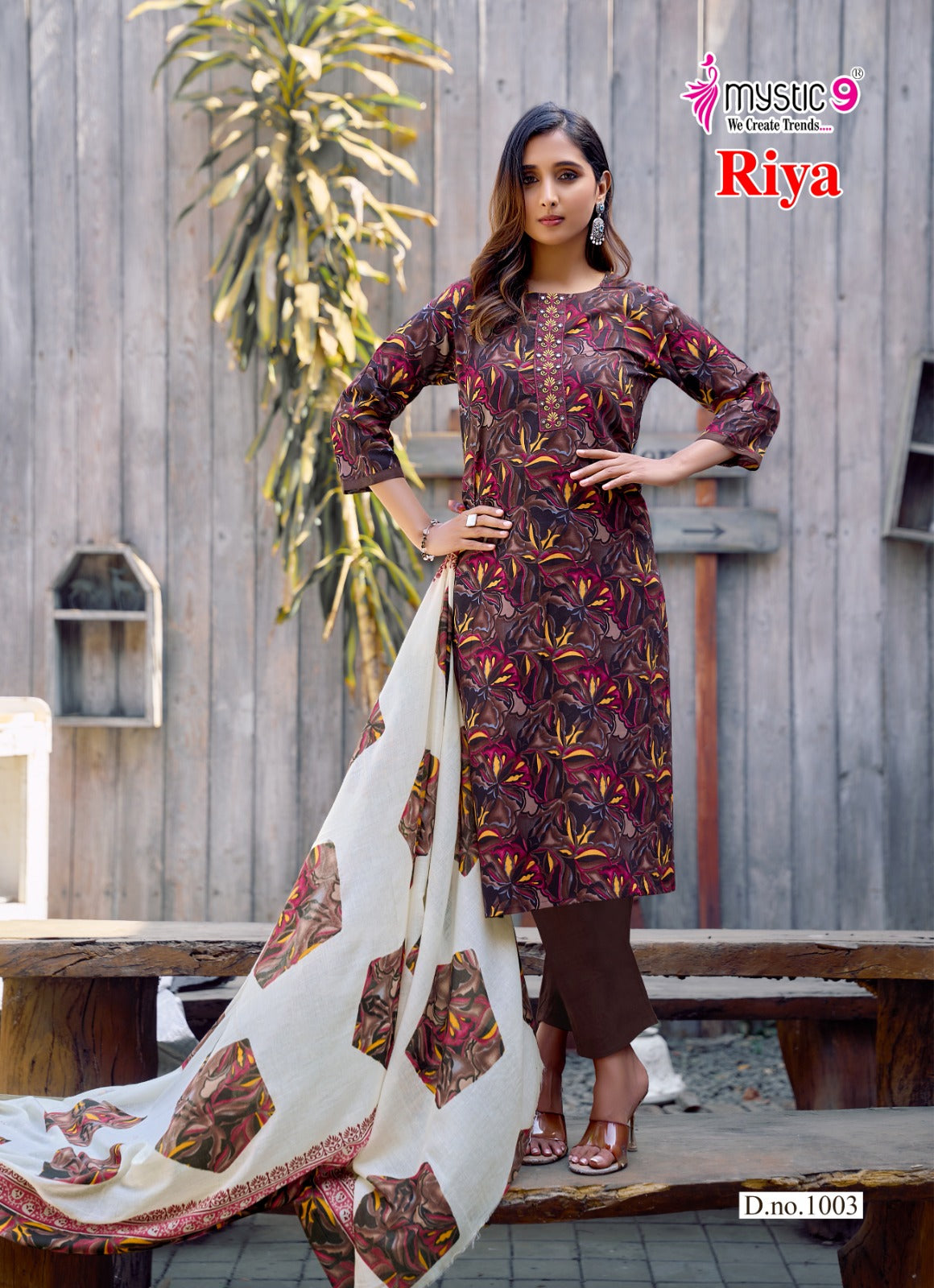 Riya Vol 1 Mystic 9 Cambric Cotton Readymade Pant Style Suits Manufacturer Gujarat
