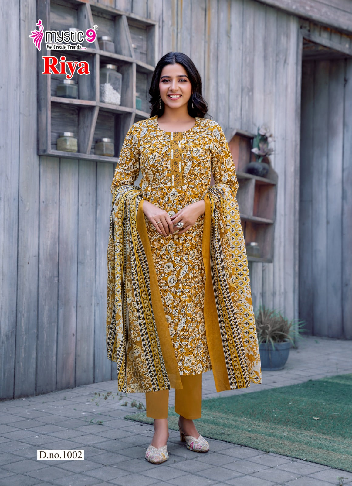 Riya Vol 1 Mystic 9 Cambric Cotton Readymade Pant Style Suits Manufacturer Gujarat