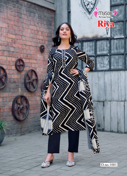 Riya Vol 1 Mystic 9 Cambric Cotton Readymade Pant Style Suits Manufacturer Gujarat