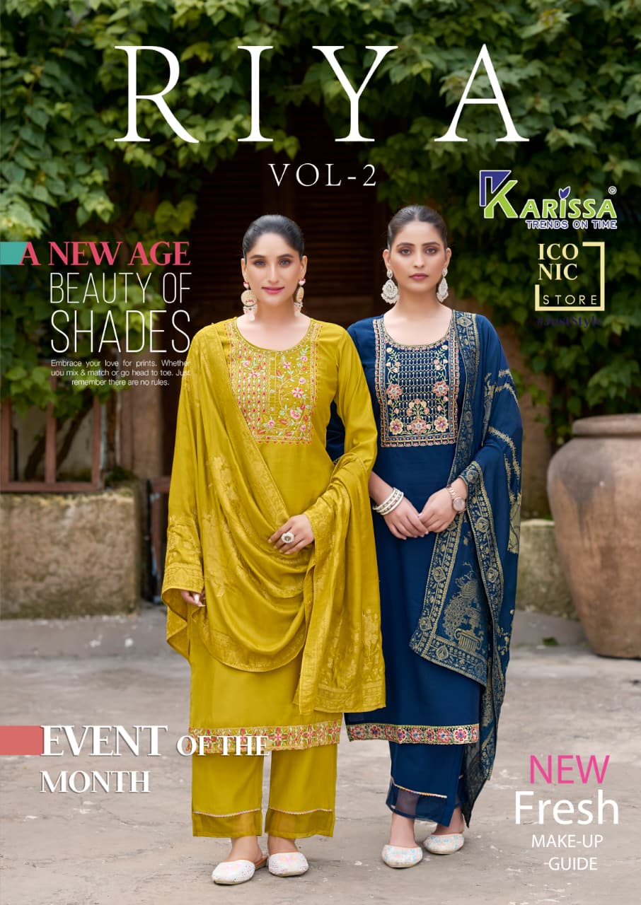 Riya Vol 2 Karissa Gadwal Silk Readymade Pant Style Suits Wholesale Rate